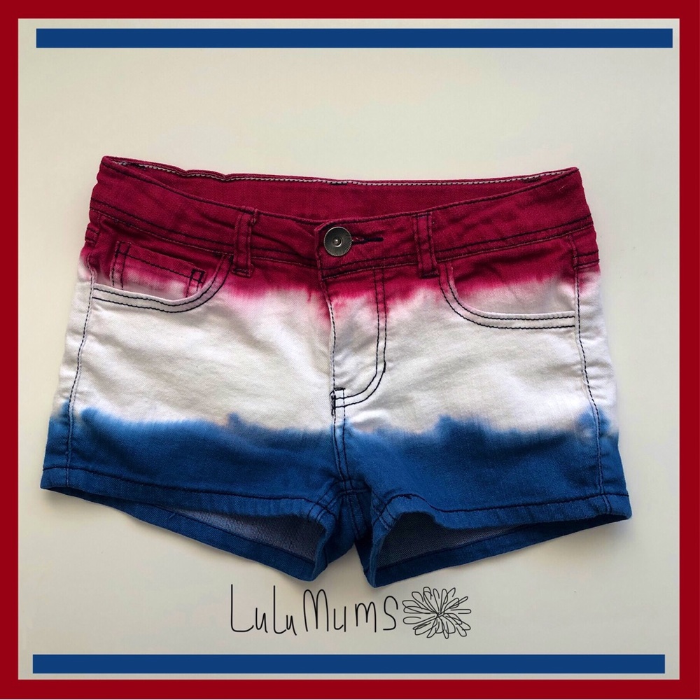 Girl’s Patriotic Shorts Red White & Blue Tie Dye       💙BUNDLES🗞️DISCOUNTED❤️